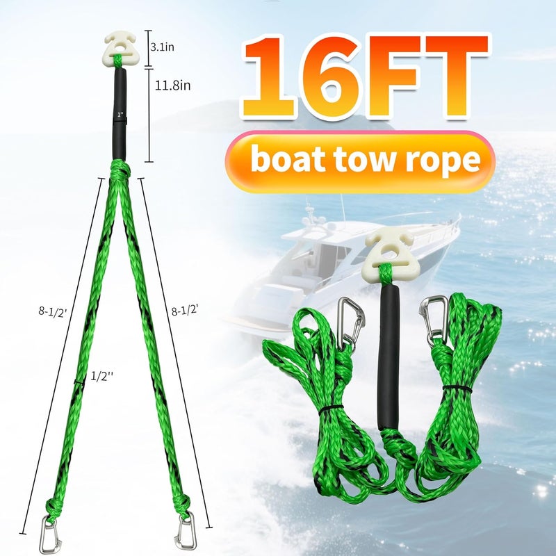 NIUTRIP Heavy Duty Boat Tow Harness for Tubing, Fits 4 Riders, Quick-Connect Clip for Easy Attachment, Durable Tow Rope for tubing - Image 2
